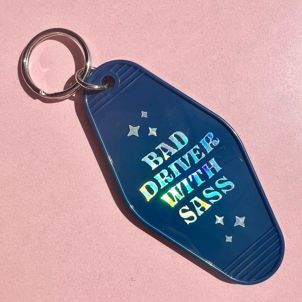 Bad Driver with Sass Motel Keychain Reflective Light In Navy